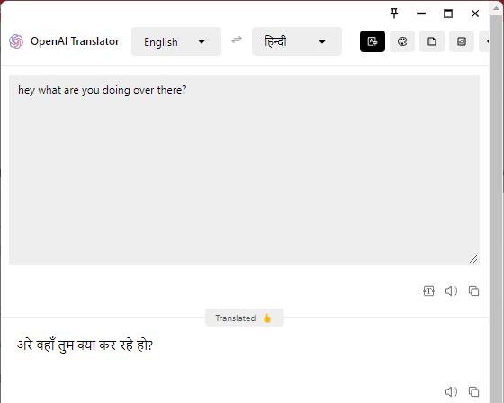 OpenAI Translator in action