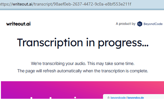 Writeout.ai audio transcription