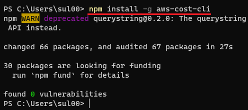 install aws cost cli