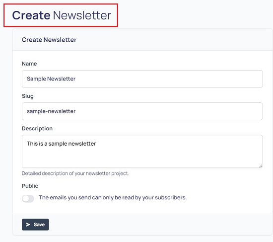 Create Newsletter
