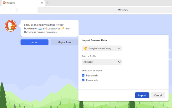DuckDuckGo Browser Import Data