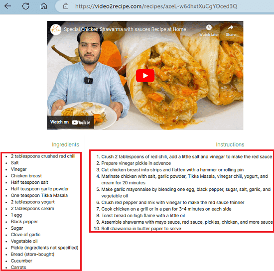 Generate Recipe and ingredients list from Cooking Videos using AI Video2Recipe