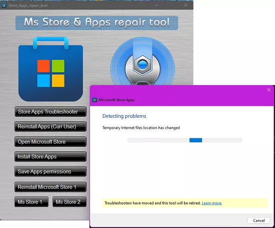 Ms Store & Apps repair Tool Troubleshooting