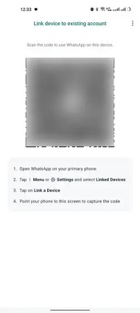 QR code on Secondary device