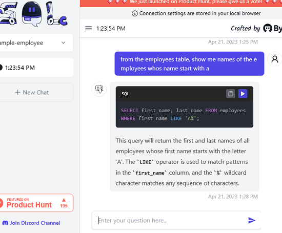 SQL Chat Complec Query