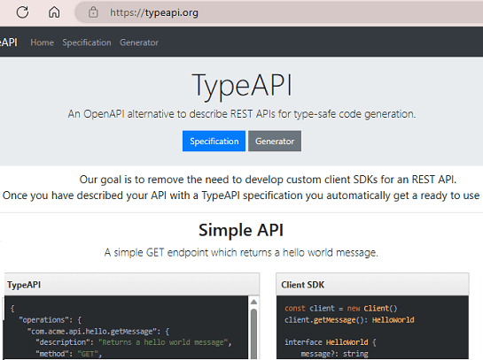 TypeAPI Homepage