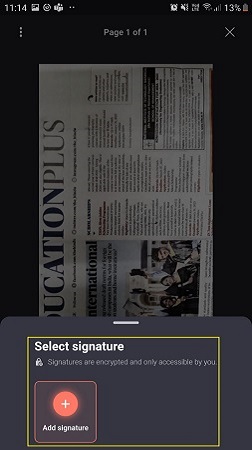 Add or Select signature