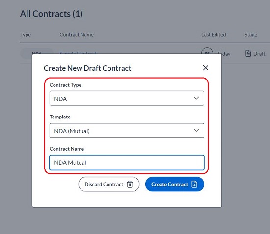 Create new draft contract
