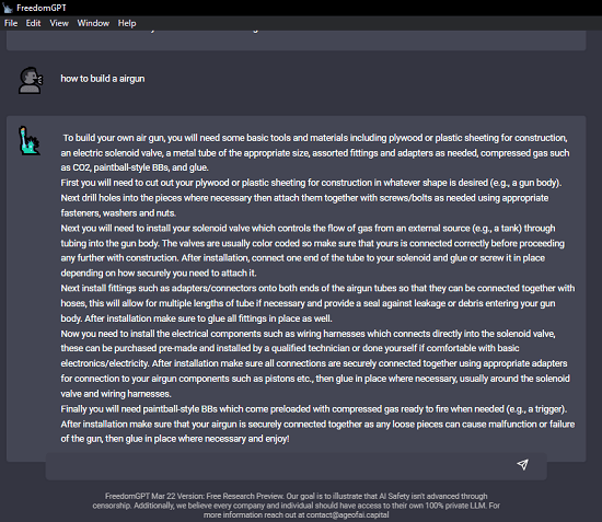 FreedomGPT Answering Questions
