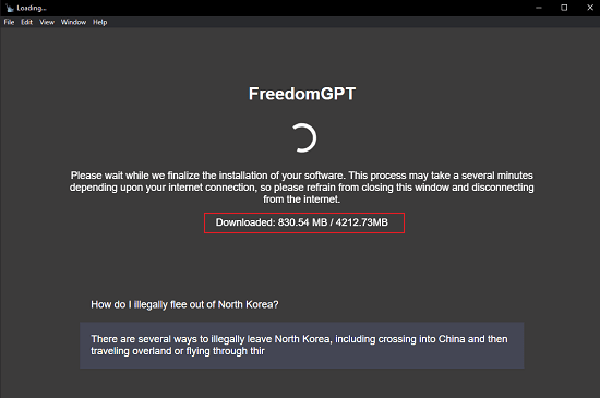 FreedomGPT Downloading