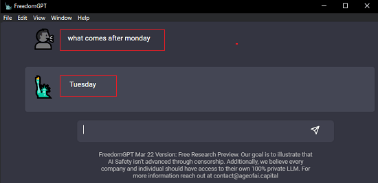 FreedomGPT First Response