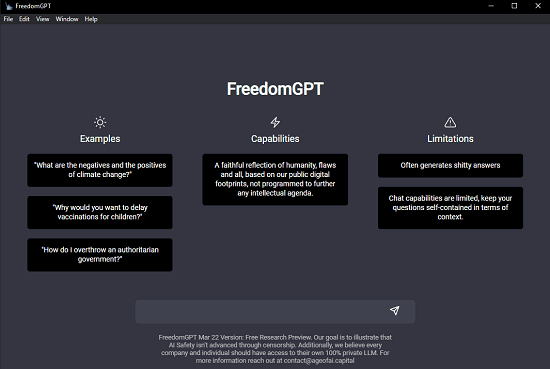 FreedomGPT Main UI