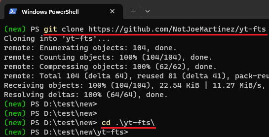 Git Clone yt-fts and CD