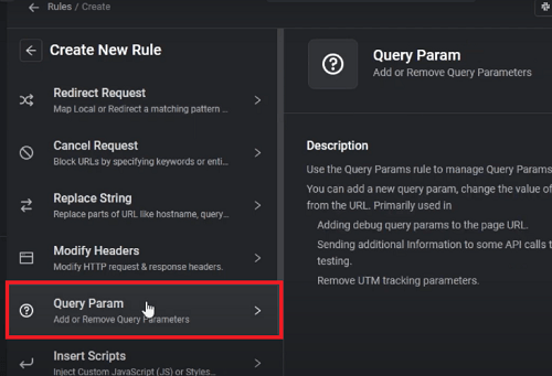 Requestly Query parameter