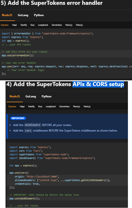 SuperTokens API and CORS