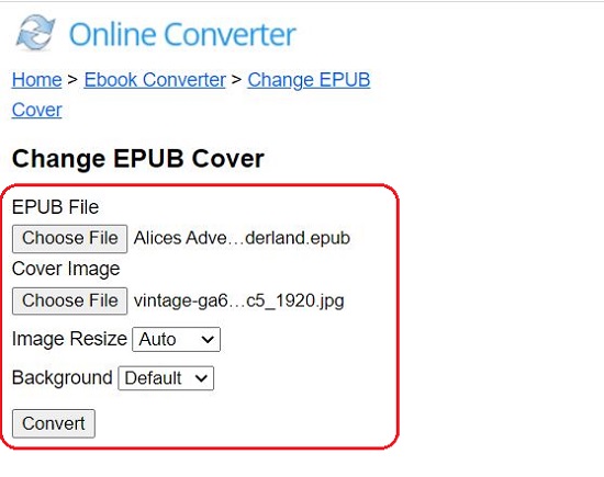 Upload EPUB file and cover image
