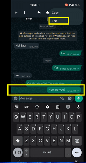 WhatsApp Edit Button