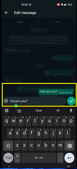 WhatsApp Edit Message