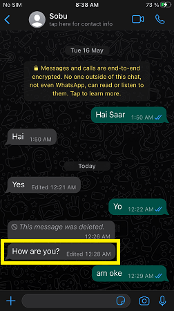 WhatsApp Edited Message