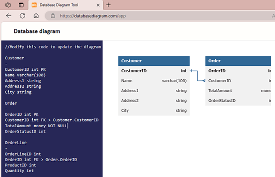 Database Diagram Tool ER Generated