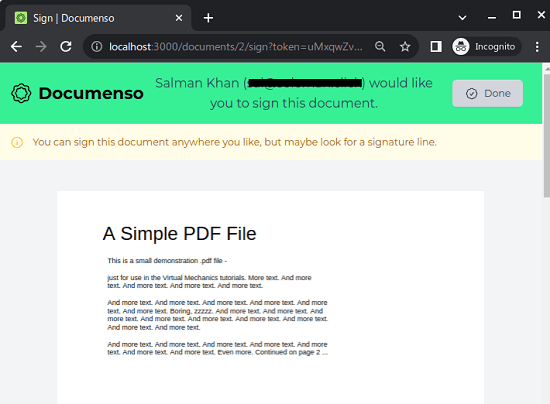 Documenso PDF to Sign