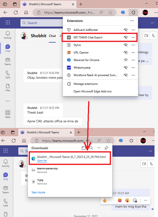 How to Export Microsoft Teams Free Chats on your PC