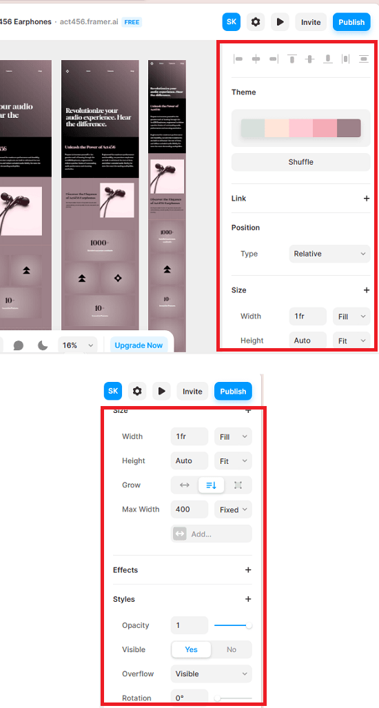 Framer Custmization Options