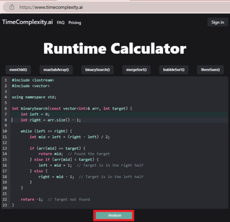 Free tool to Calculate Time Complexity of any Piece of Code using AI
