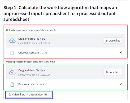 Upload spreadsheets