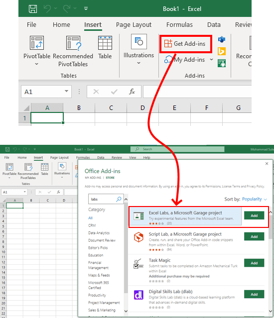 install excel labs