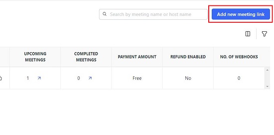 Add new meeting link