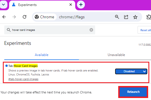 Chrome Tab Hover Disabled