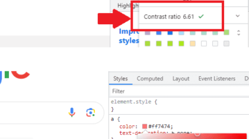 DevTools Showing Color Contrast