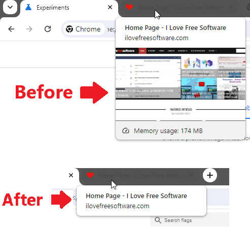 How to turn off Thumbnail Previews on Tab Hover in Chrome, Edge