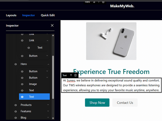 MakeMyWeb Edit Text on Websites