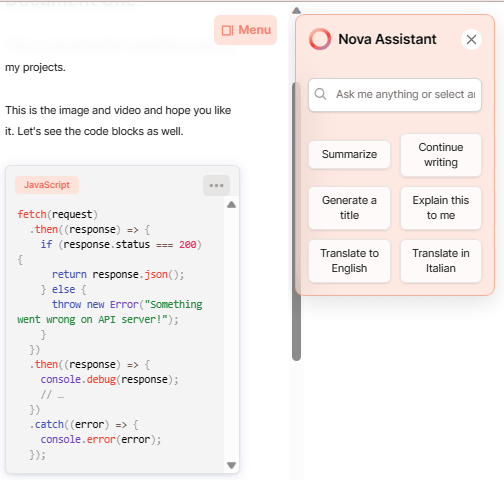 Nova Docs Generative AI