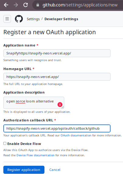 Register GitHub Application