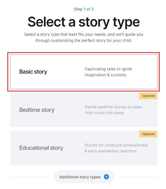 Select story type