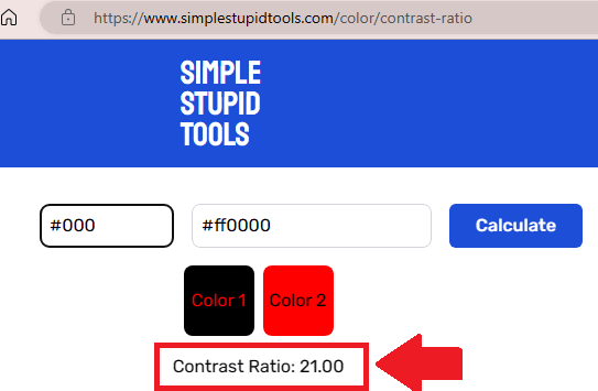 Simple Stupid Tools Color Contrast Ratio