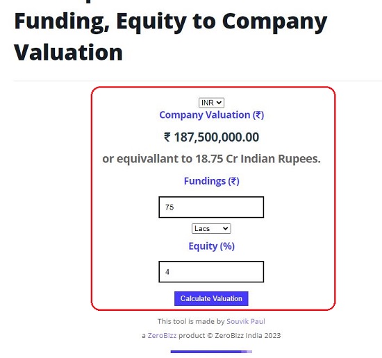 Startup Valuation Calculator