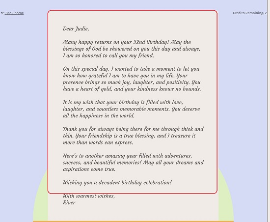 Birthday letter