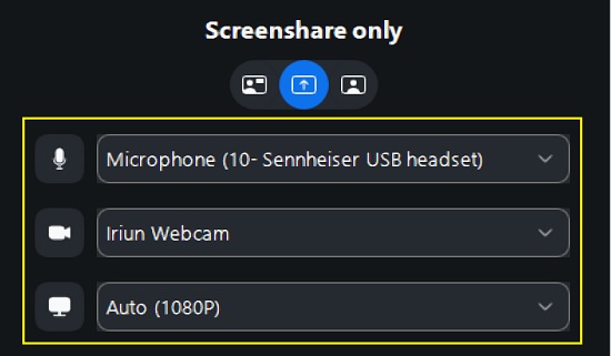 Choose Microphone and Webcam
