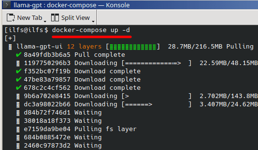 Docker compose up llamaGPT