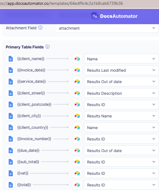 DocsAutomator Map Fields