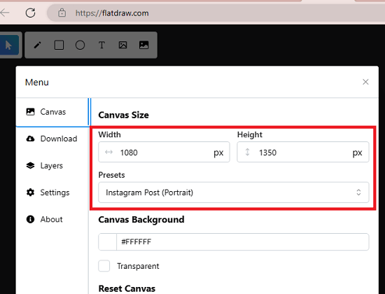 Flatdraw Set Canvas Size