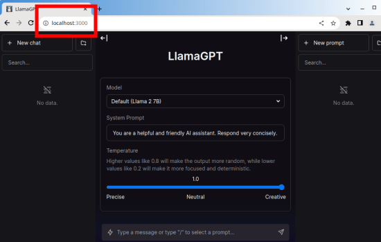 LLamaChatGPT Main UI