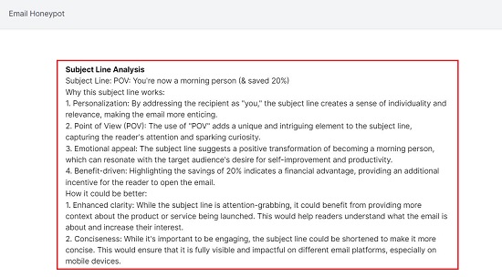 Subject line analysis