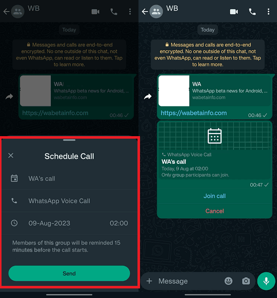 WhatsApp Schedule Call