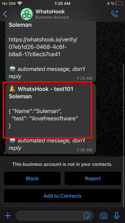 WhatsHook WhatsApp Webhook Recieved