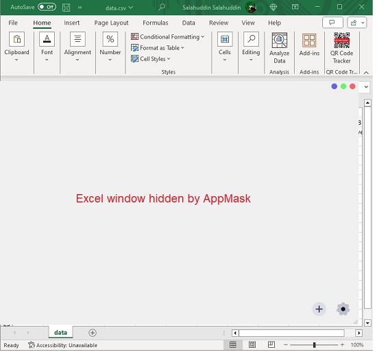 AppMask hiding Excel